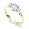Oval & Round Diamond 3 Stone Ring In Yellow Gold Oval & Round Diamond 3 Stone Ring In Yellow Gold