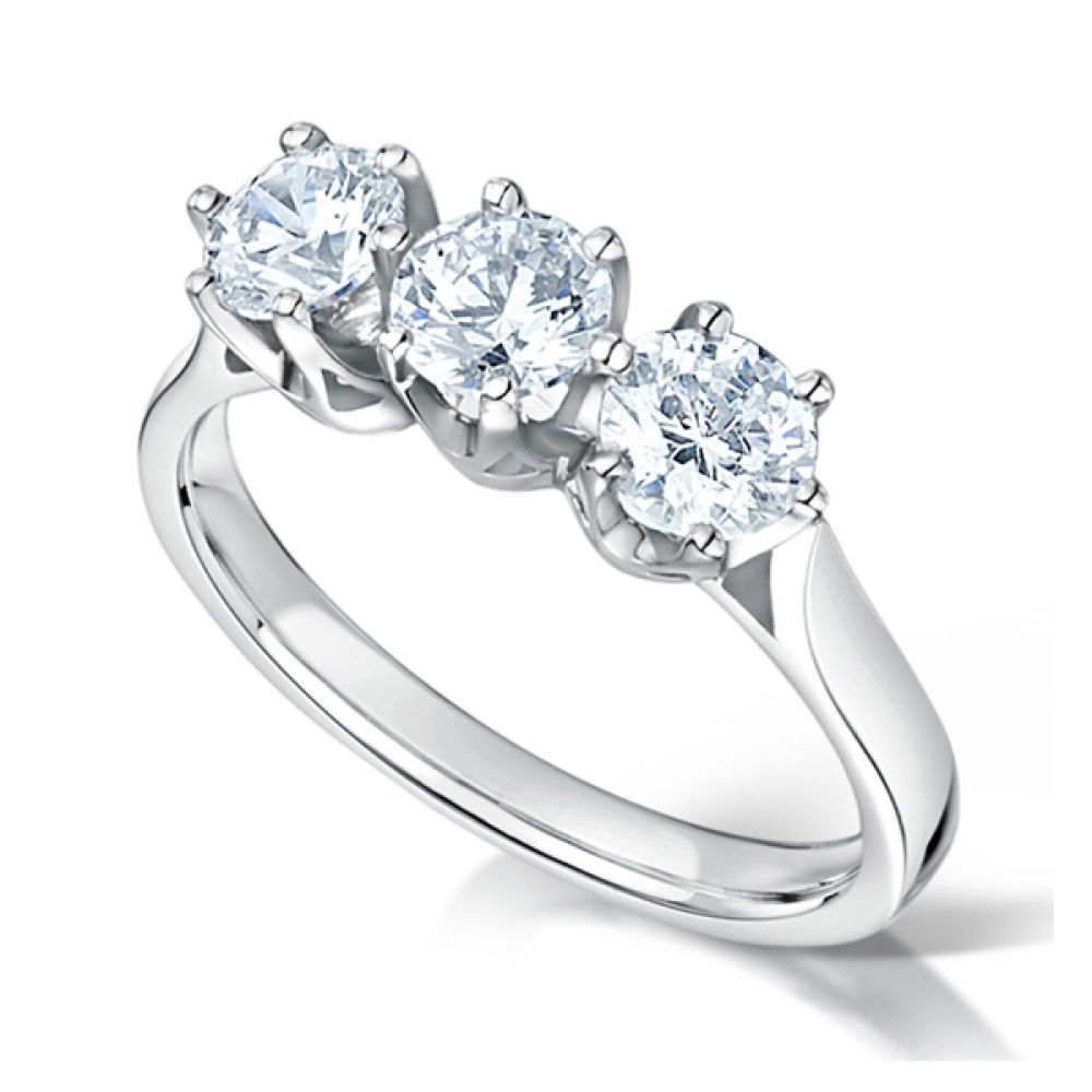 Classic 3 Stone Claw Set Diamond Ring