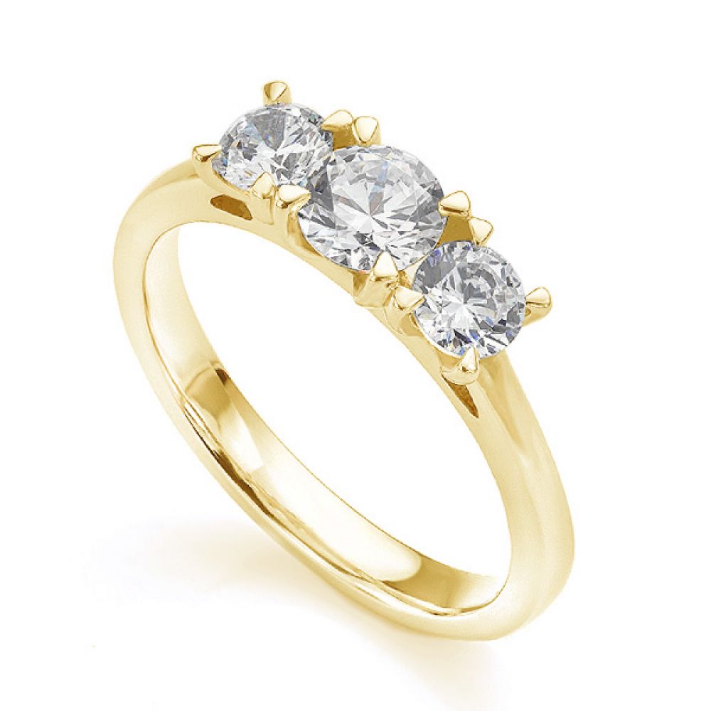 Ciel wedfit three stone engagement ring in yellow gold