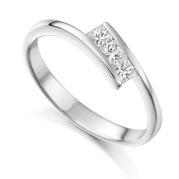 3 Stone Tension Set Princess Cut Diamond Ring  Main Image