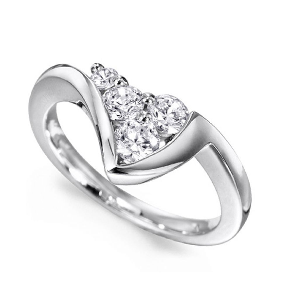 Ultramodern 4 Stone Diamond Ring - Perspective - Platinum