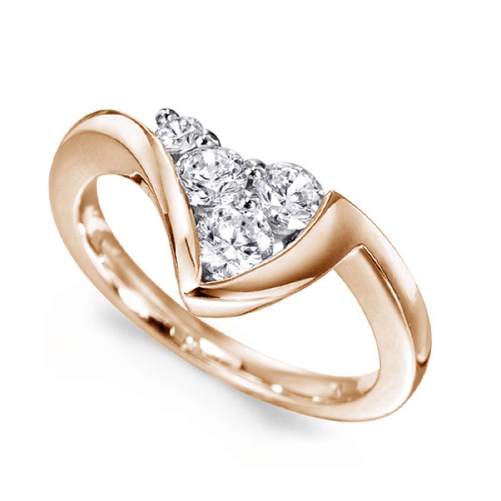 Ultramodern 4 Stone Diamond Ring Side View Ultramodern 4 Stone Diamond Ring Side View