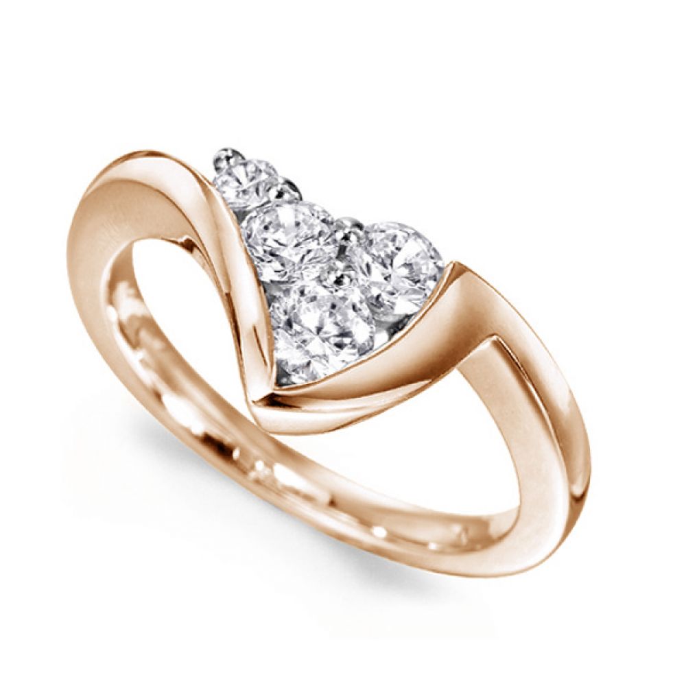 Ultramodern 4 Stone Diamond Ring Side View