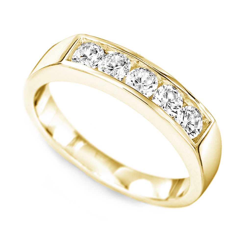 Channel Set 5 Stone Diamond Ring - Yellow Gold