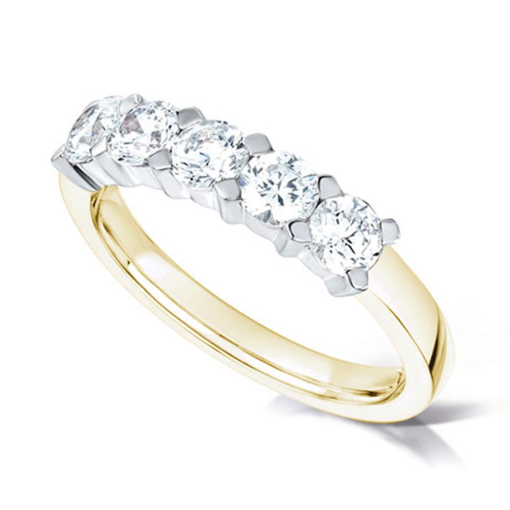 5 Stone Diamond Ring with Square Claw Setting Yellow Gold 5 Stone Diamond Ring with Square Claw Setting Yellow Gold