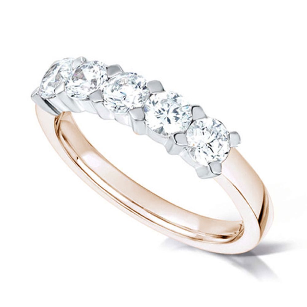 5 Stone Diamond Ring with Square Claw Setting Rose Gold 5 Stone Diamond Ring with Square Claw Setting Rose Gold