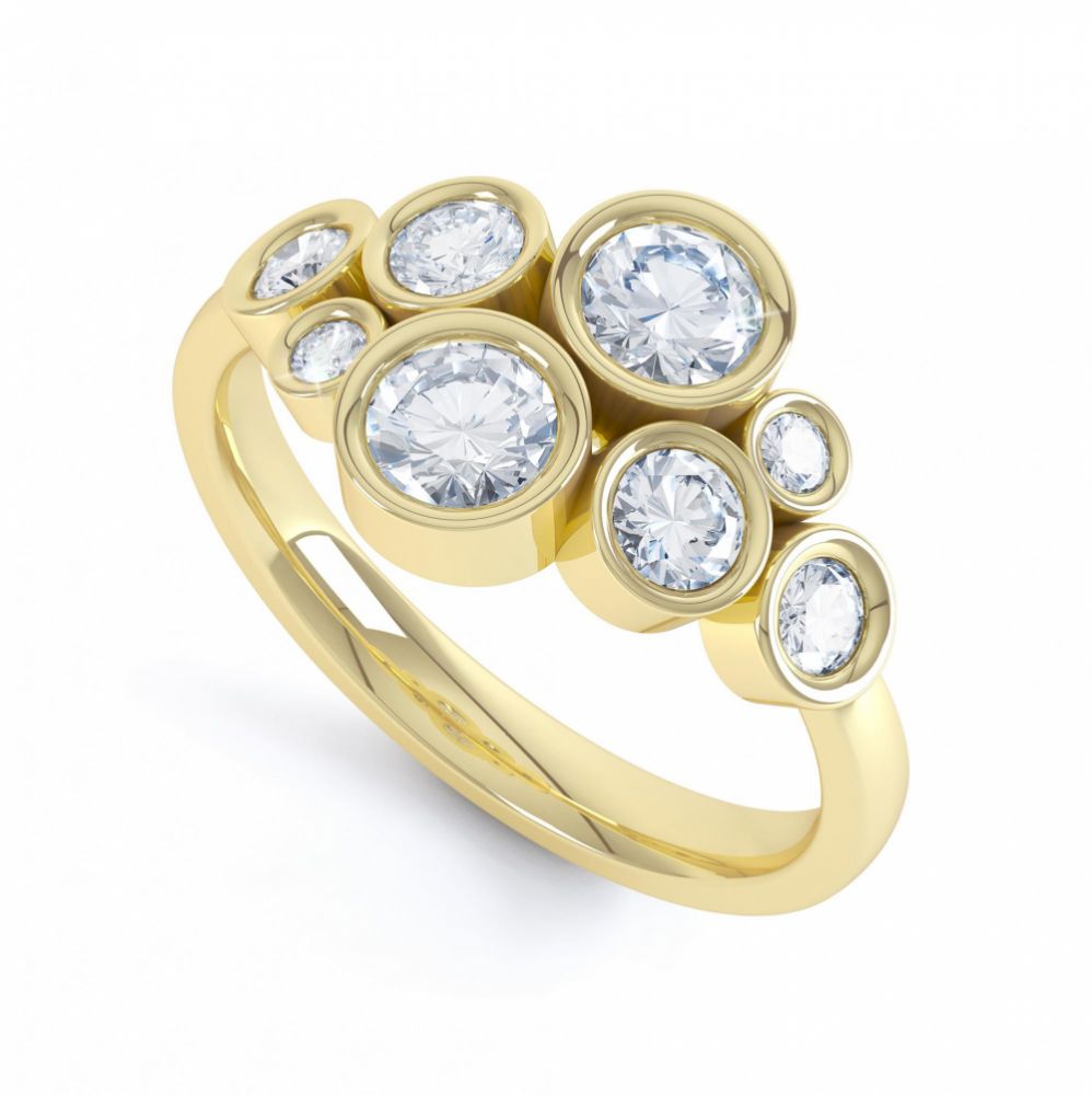 8 Stone Diamond Bubble Ring In Yellow Gold 8 Stone Diamond Bubble Ring In Yellow Gold