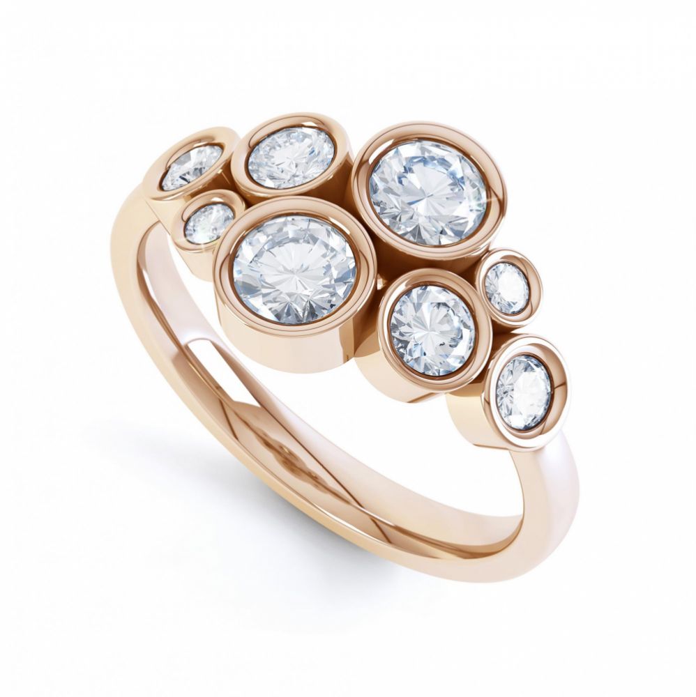 8 Stone Diamond Bubble Ring Rose Gold 8 Stone Diamond Bubble Ring Rose Gold