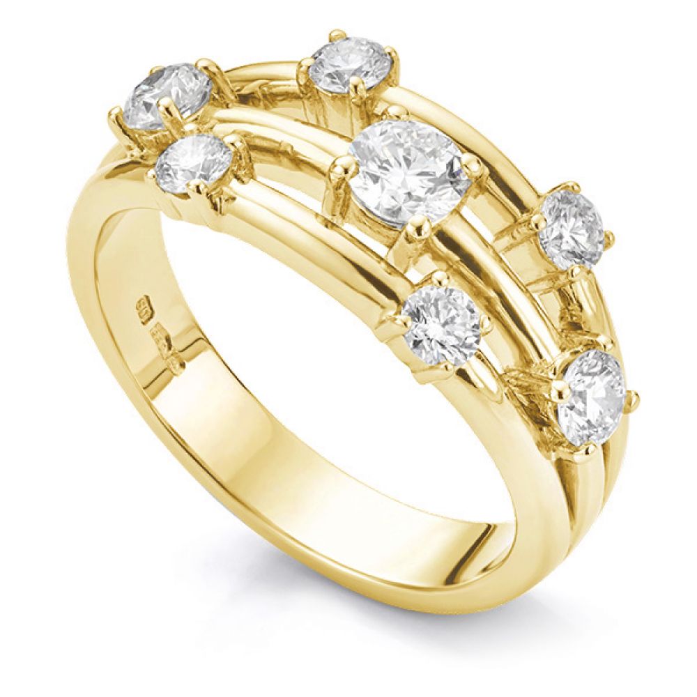 0.80 Carat 7 Stone Diamond Scatter Ring In Yellow Gold