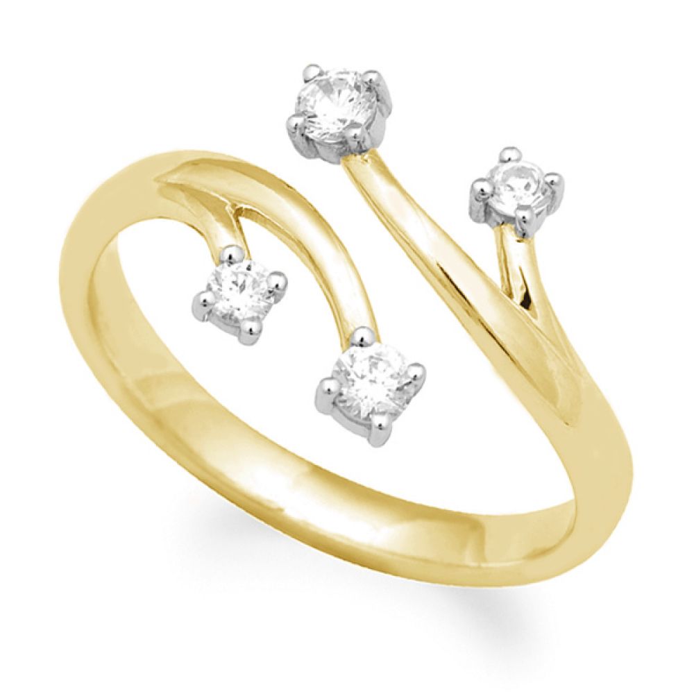 0.25cts 4 Stone Star Design Diamond Ring In Yellow Gold