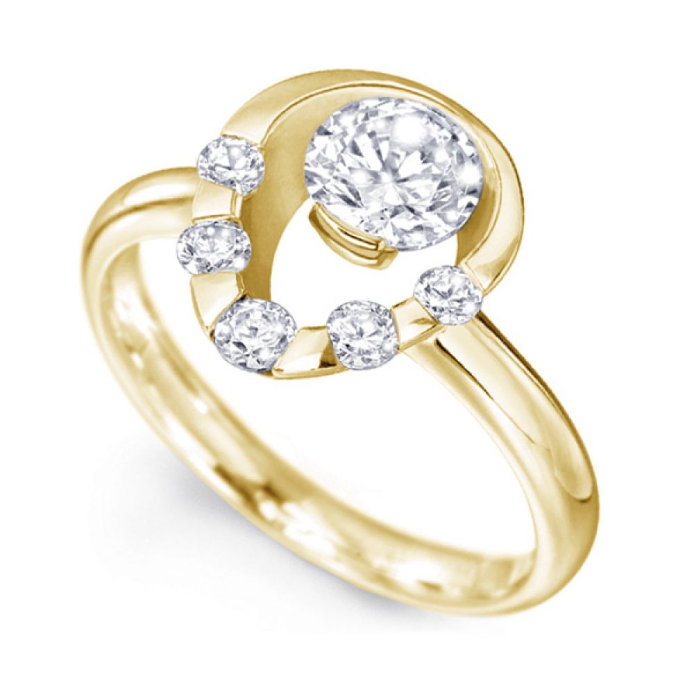 1 Carat Unique 6 Stone Diamond Ring In Yellow Gold