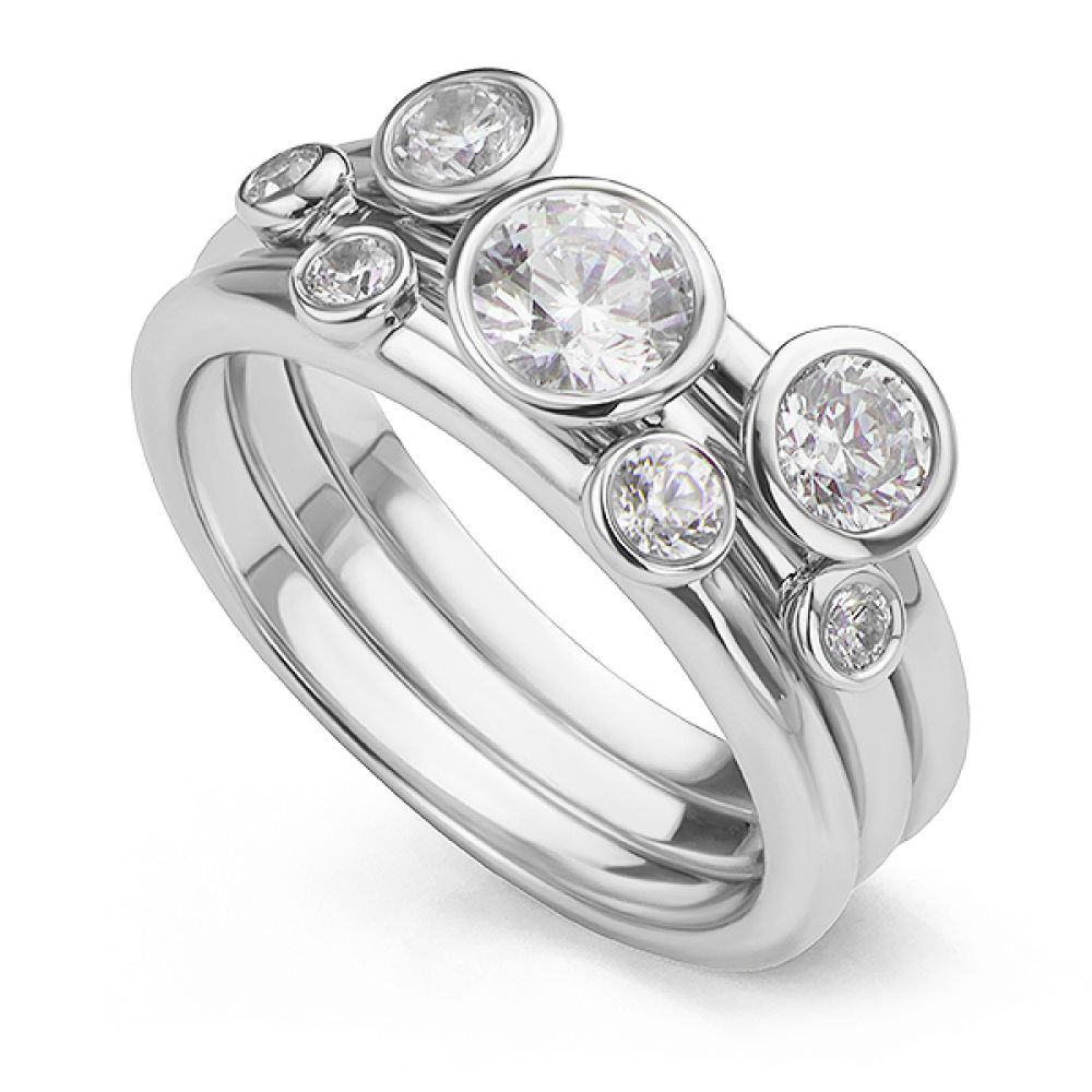 Gold stacking rings - Verity diamond stacking rings shown together Gold stacking rings - Verity diamond stacking rings shown together
