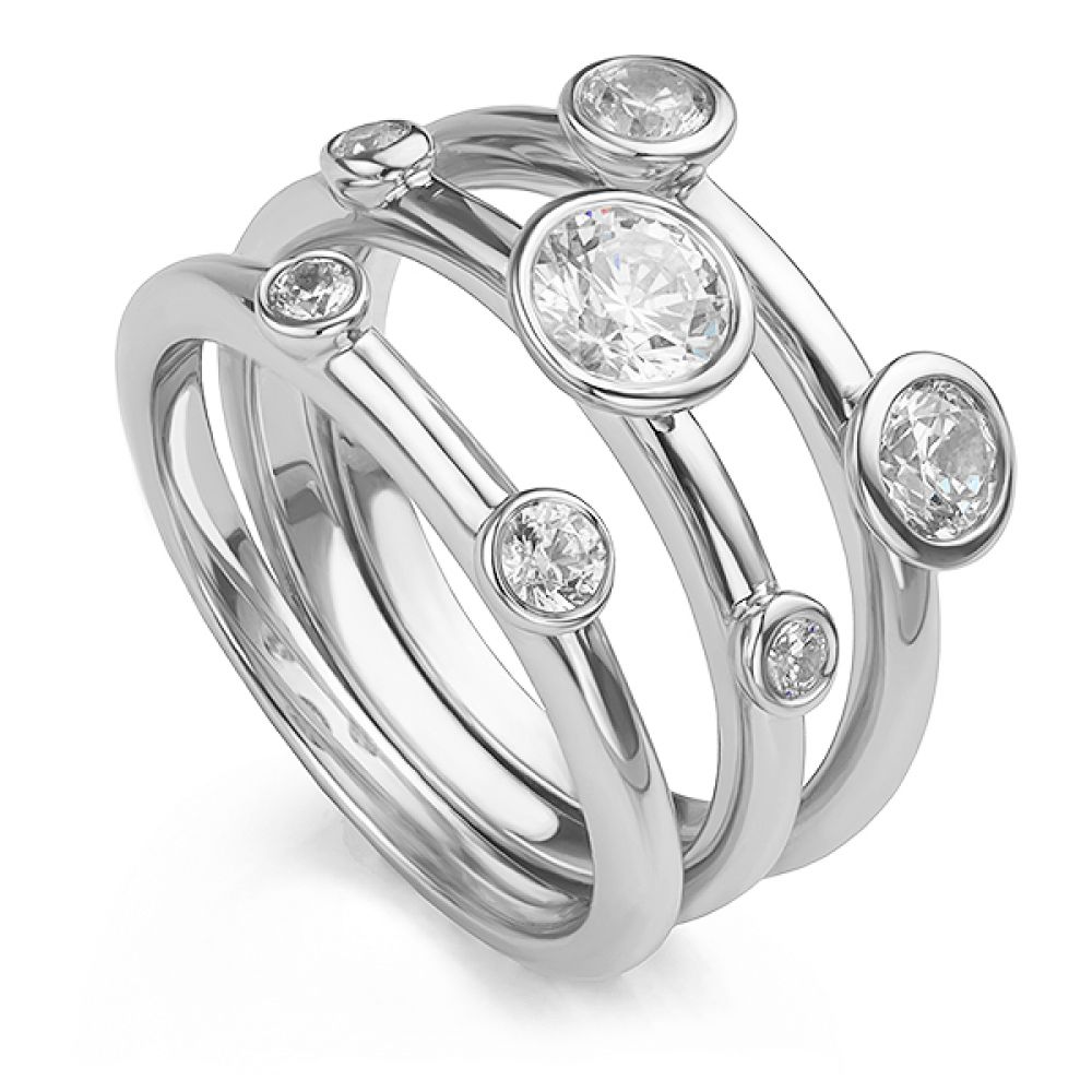 Verity gold stacking diamond rings shown separated Verity gold stacking diamond rings shown separated