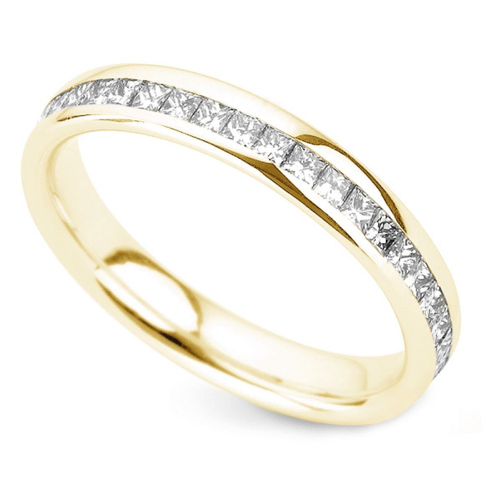 1 Carat Princess Cut Diamond Wedding Ring In Yellow Gold