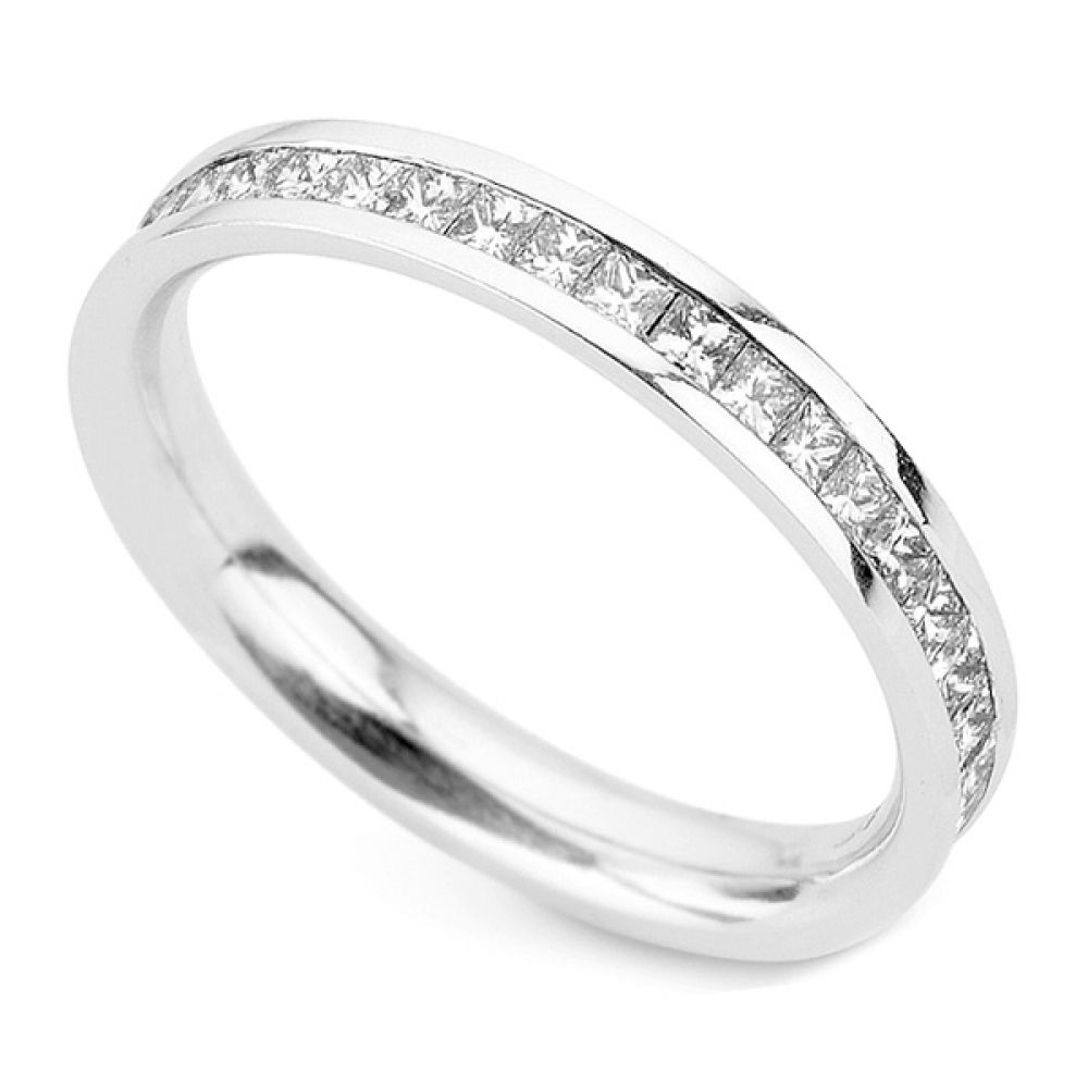 1 Carat 3mm Princess Diamond Wedding Ring 1 Carat 3mm Princess Diamond Wedding Ring