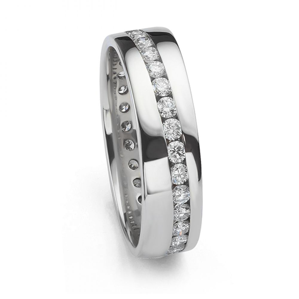 Curved Channel Diamond Wedding Ring Side View Curved Channel Diamond Wedding Ring Side View