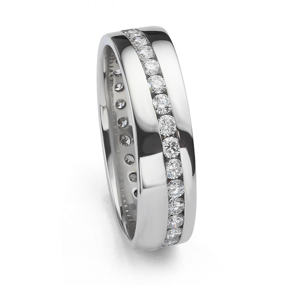 Curved Channel Diamond Wedding Ring Side View