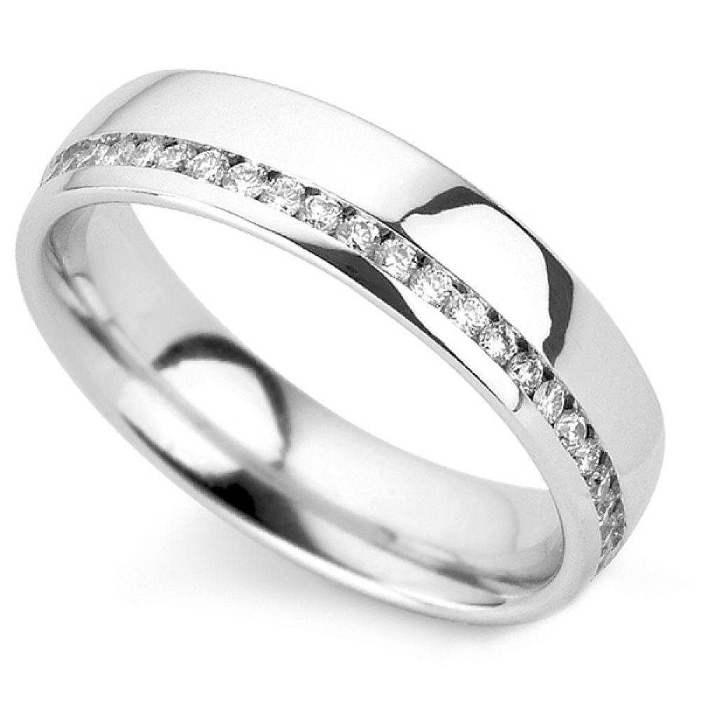 0.50ct Offset Channel Court Diamond Wedding Ring