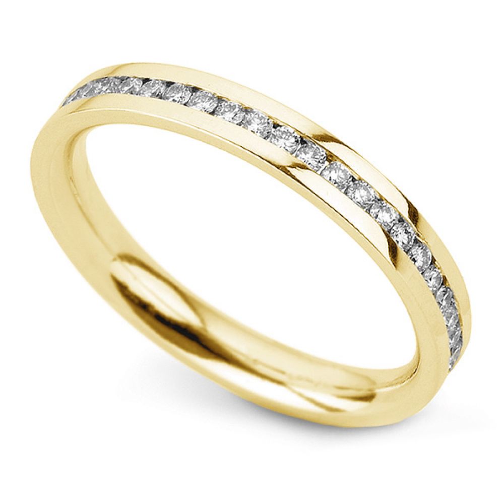 0.50cts Flat Court Fully Set Diamond Wedding Ring In Yellow Gold