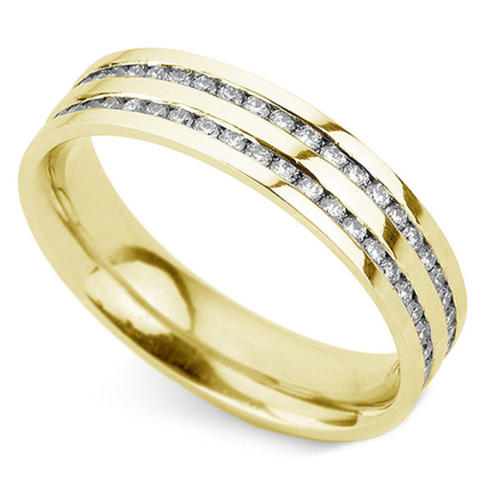 1 Carat Double Channel Diamond Wedding Ring In Yellow Gold