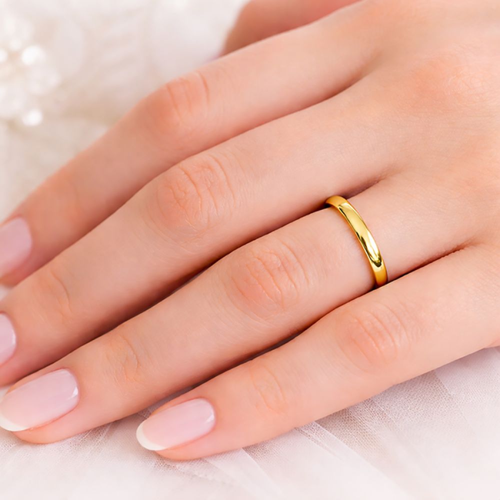 Medium weight slight court wedding ring 6mm in 18ct rose gold