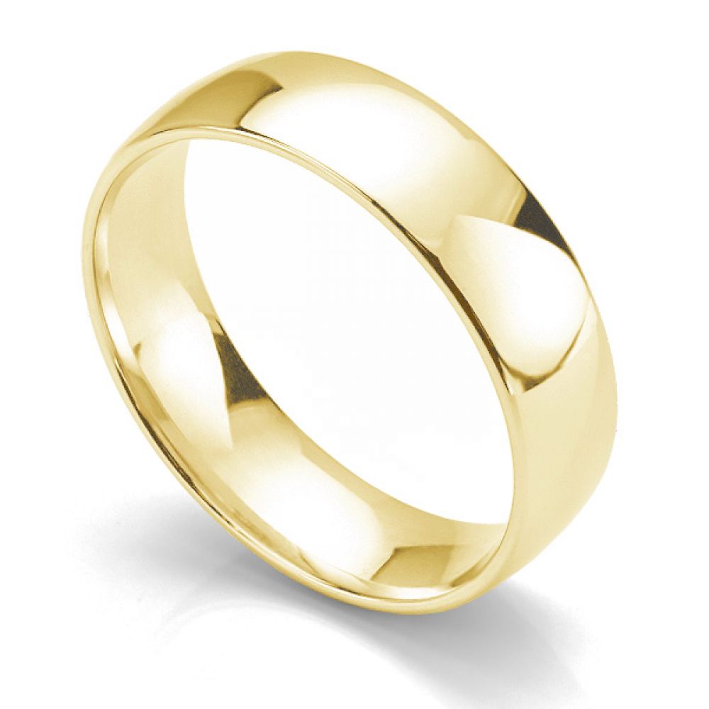 Slight court wedding ring light weight 18ct yellow gold 6mm wide