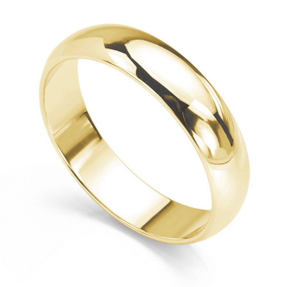 D Shape Wedding Ring Deep Comfort Fit In Yellow Gold