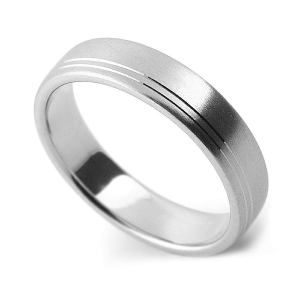 Satin Court Wedding Ring Double Line Pattern