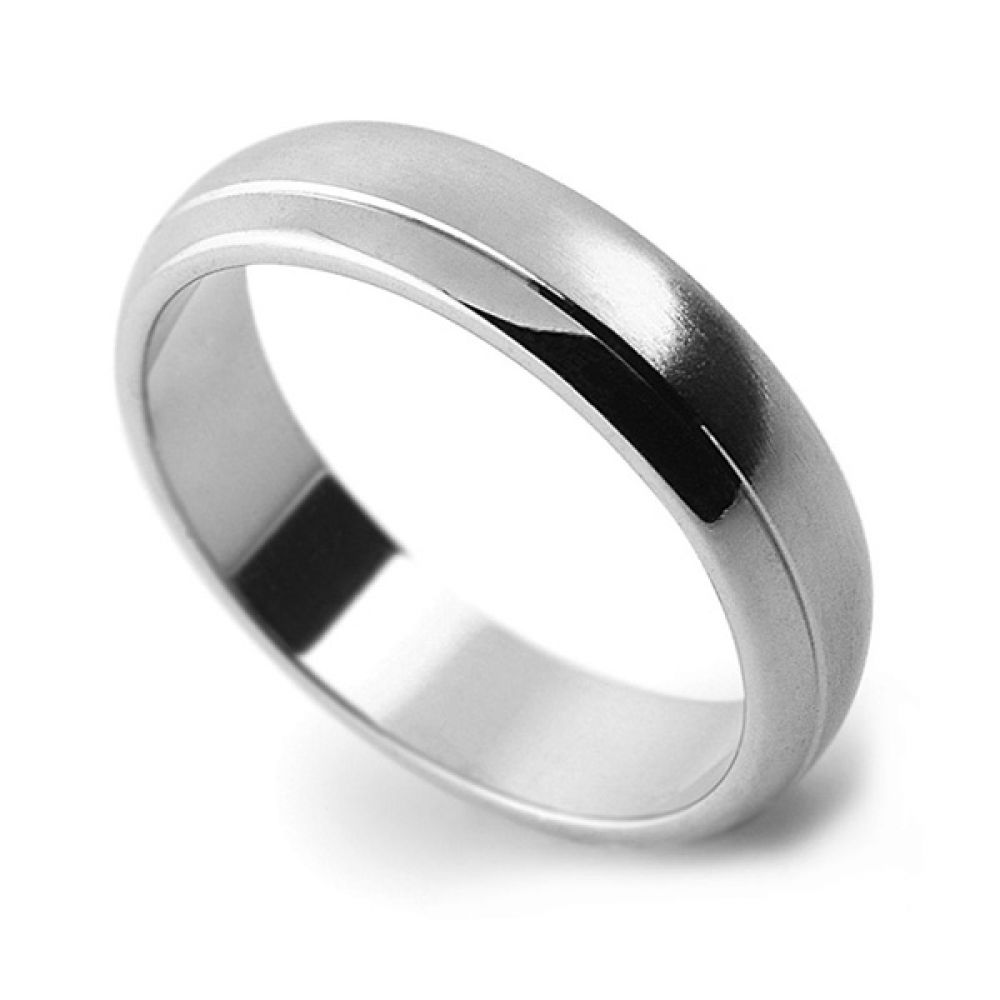 Single Line Patterned Court Wedding Ring - Platinum