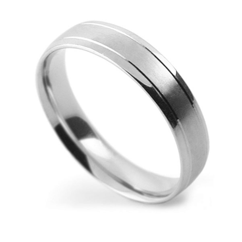 Light Court Patterned Wedding Ring with Double Line