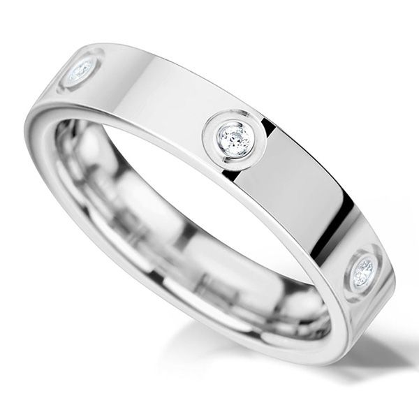 Unusual Bezel Set Diamond Wedding Ring Main Image