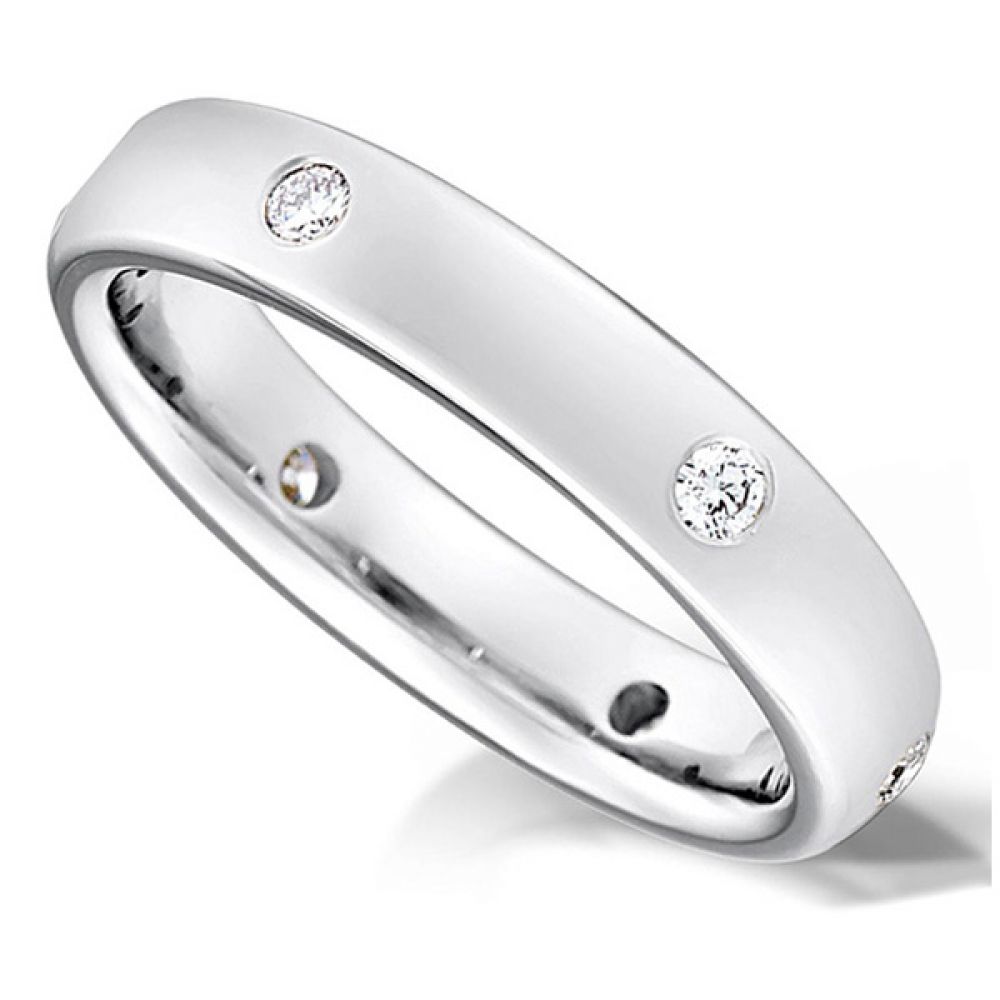 Flush Set Diamond Wedding Ring - White Gold