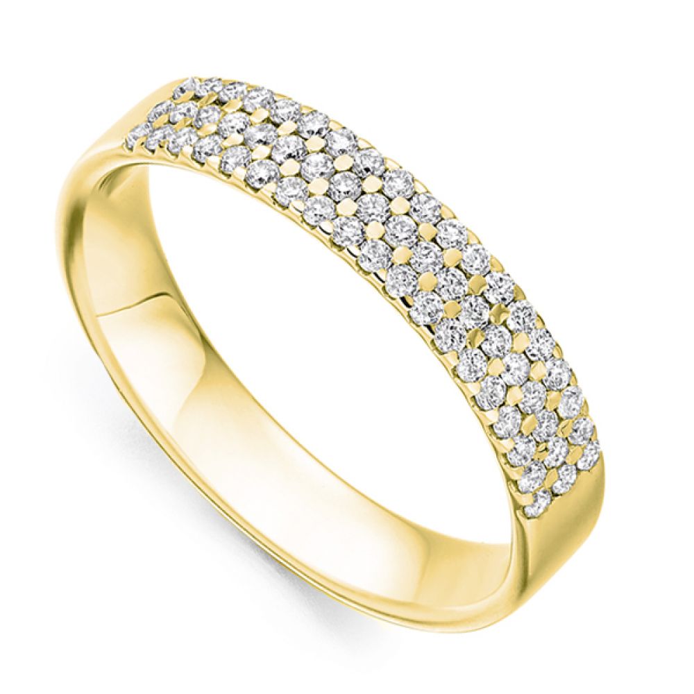 3 Row Diamond Wedding Ring in Yellow Gold 3 Row Diamond Wedding Ring in Yellow Gold