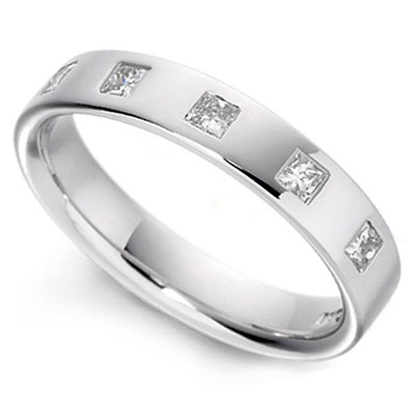 Flush Princess Cut Diamond Wedding Band Main Image