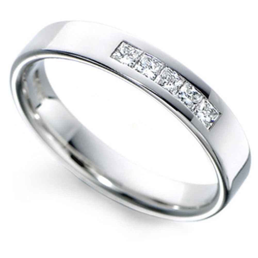 Channel Set 5 Stone Princess Diamond Wedding Ring Channel Set 5 Stone Princess Diamond Wedding Ring