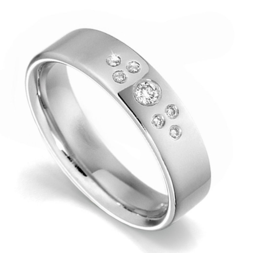 Flush Set Scattered Diamond Wedding Ring