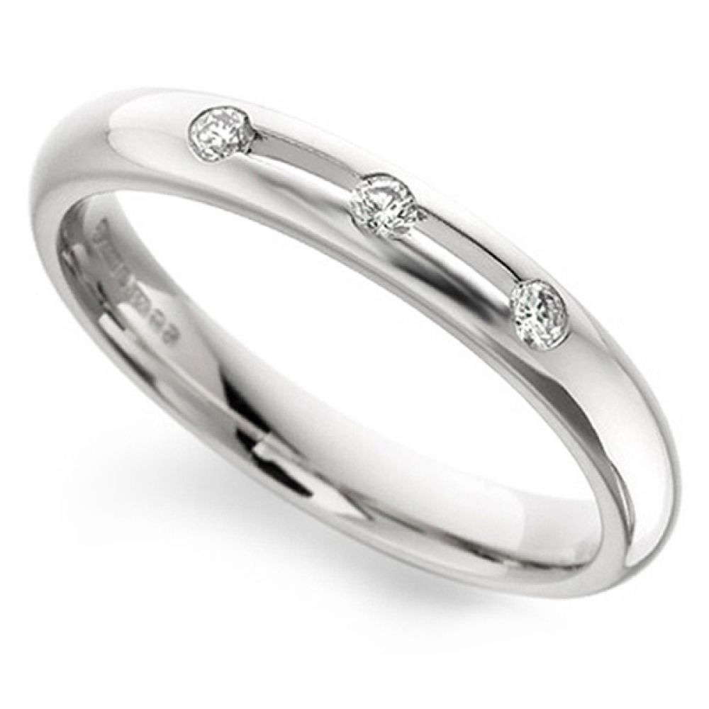 3 Stone Open Channel Set Diamond Wedding Ring