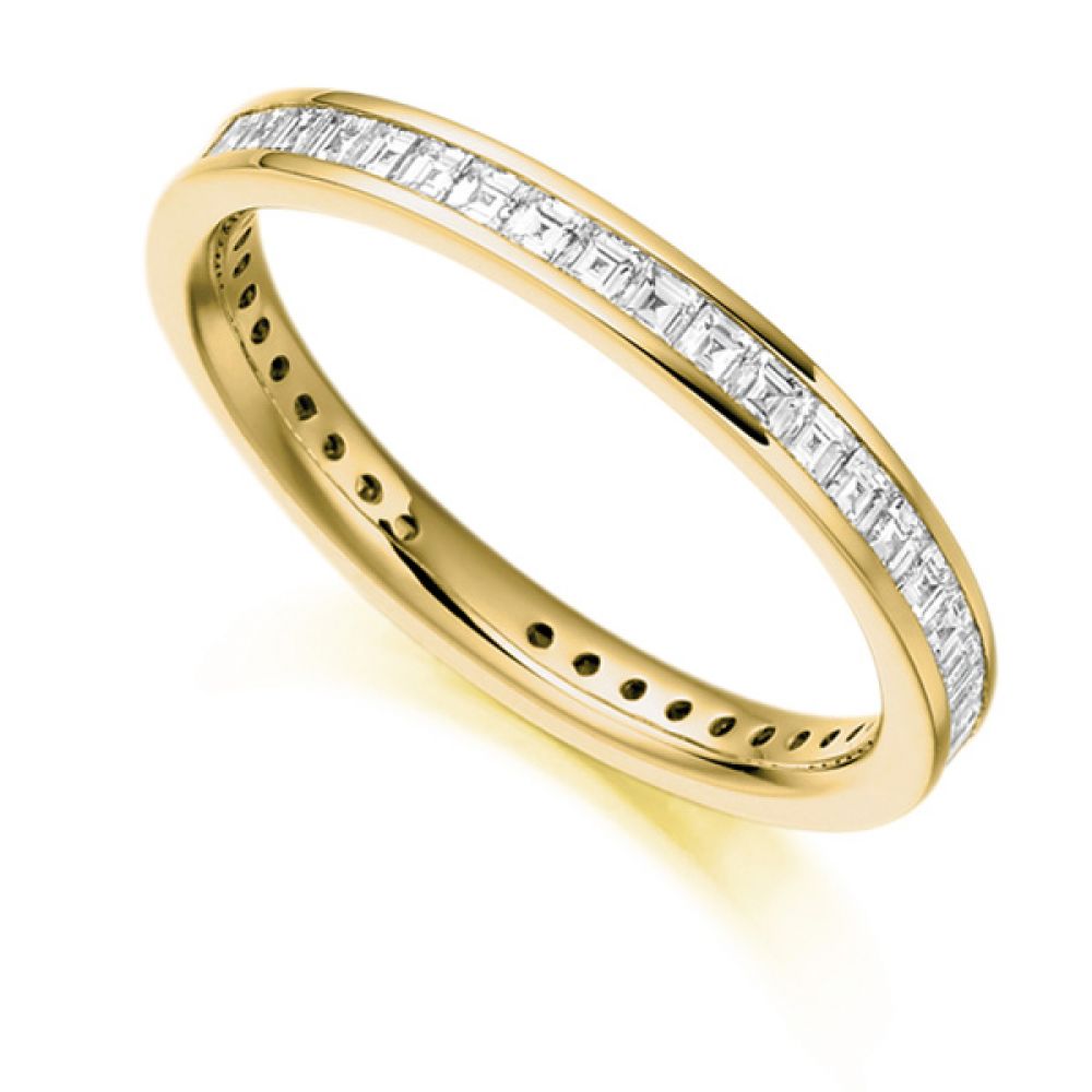 1 Carat Carré Cut Full Diamond Eternity Ring In Yellow Gold