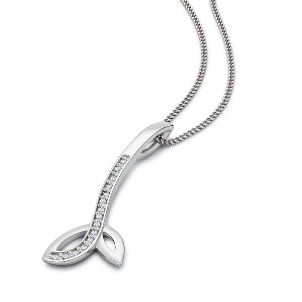 Laurel Platinum Diamond Drop Necklace Main Image