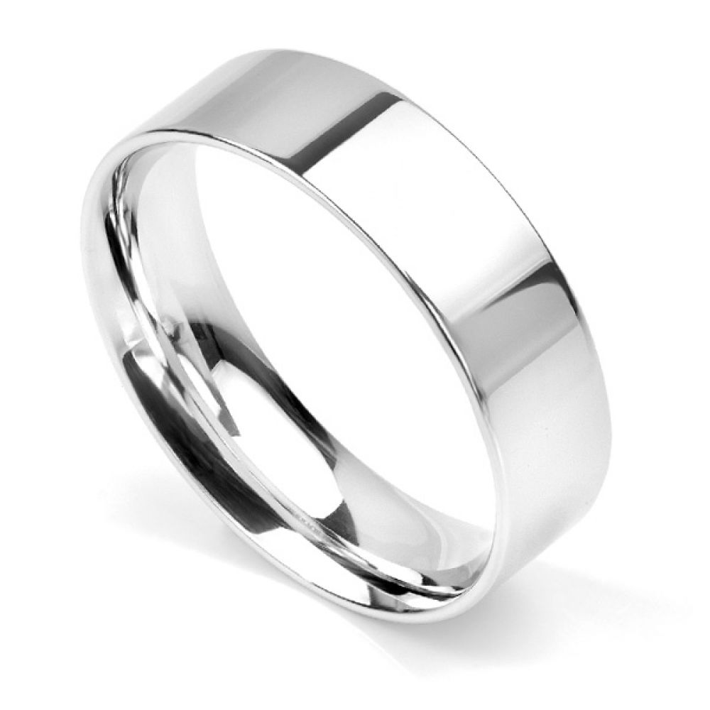 Flat court wedding ring 6mm light weight in Palladium