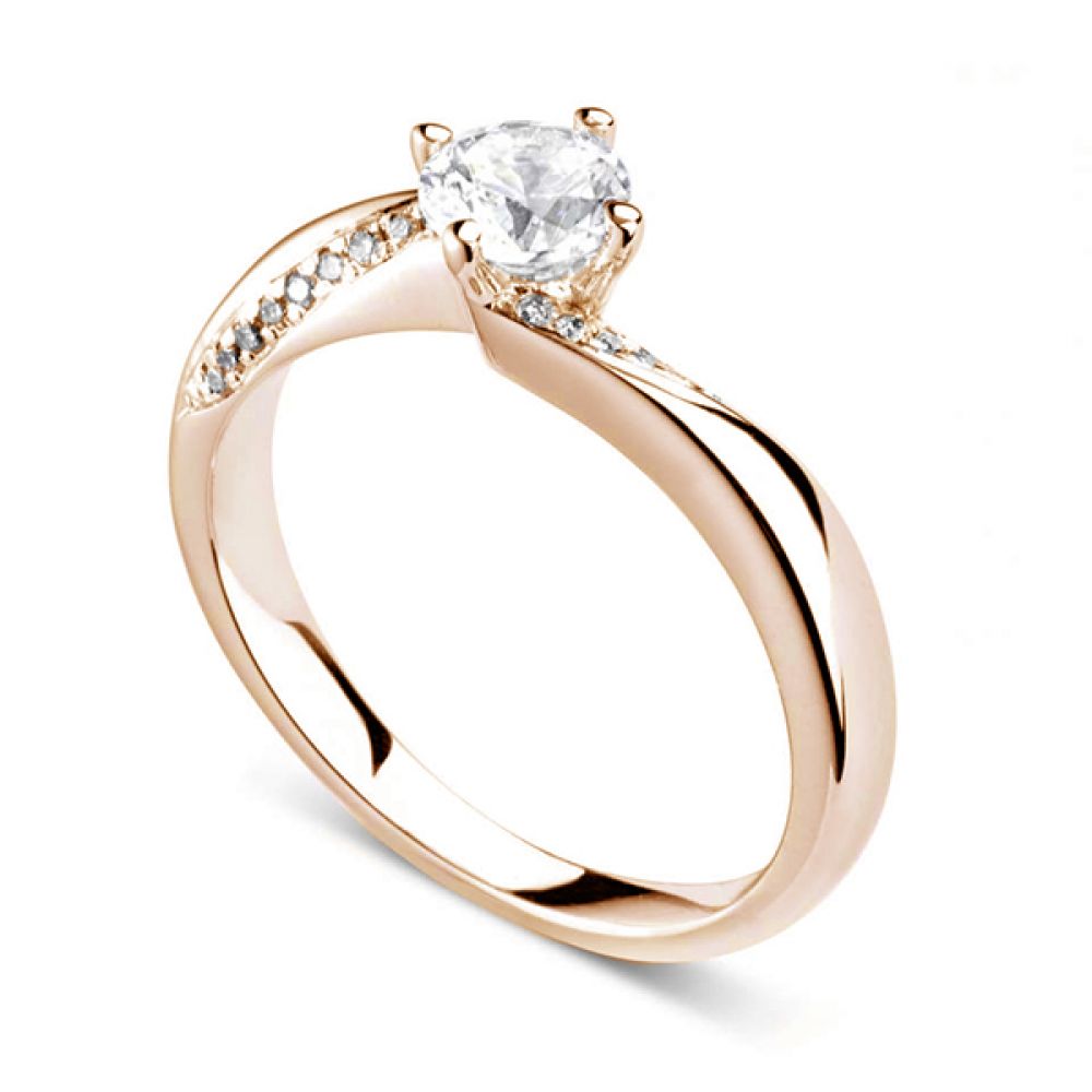 Burlesque 4 Claw Twist Engagement Ring - Rose Gold