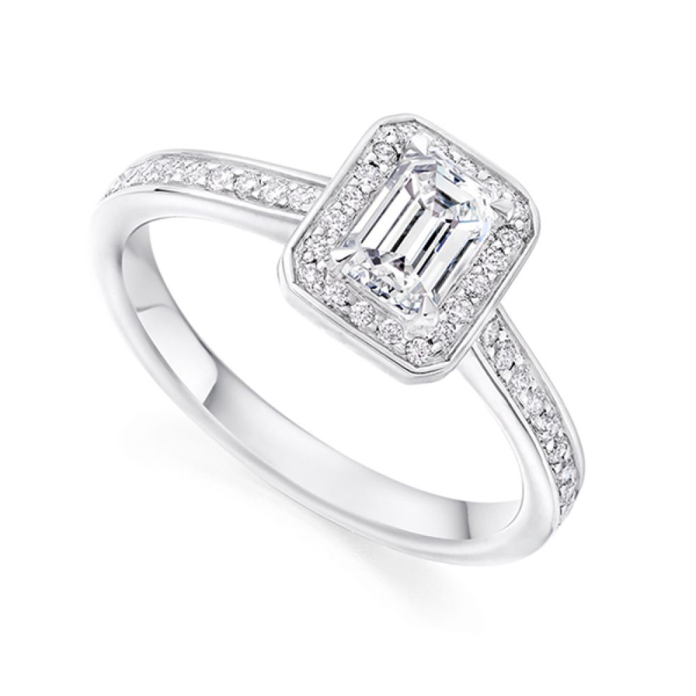 Legacy Inspired Emerald Cut Diamond Halo Ring