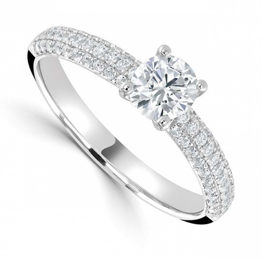 4 Claw Engagement Ring Micro-Pavé Domed Shoulders 4 Claw Engagement Ring Micro-Pavé Domed Shoulders