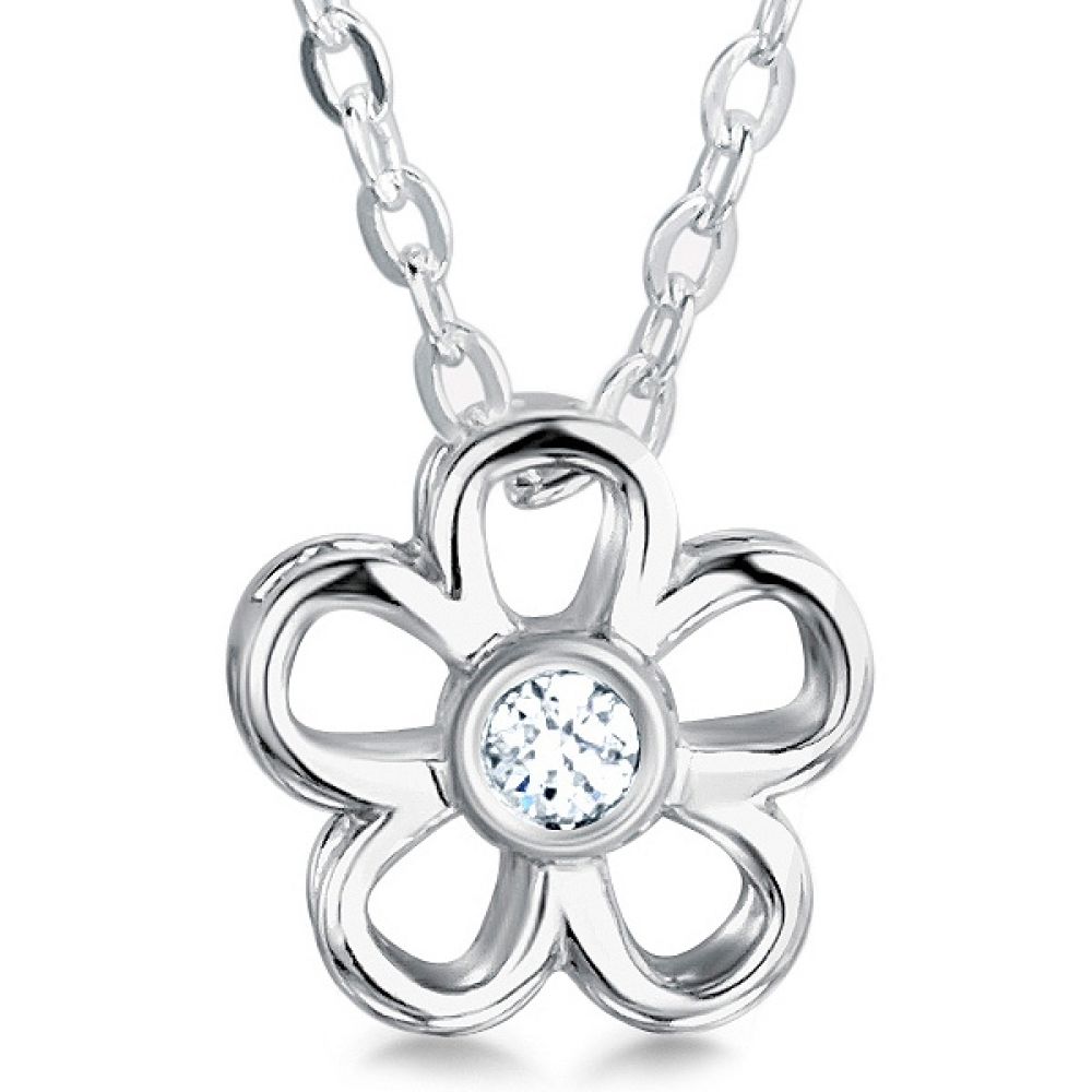 0.10cts Daisy Round Diamond Flower Pendant