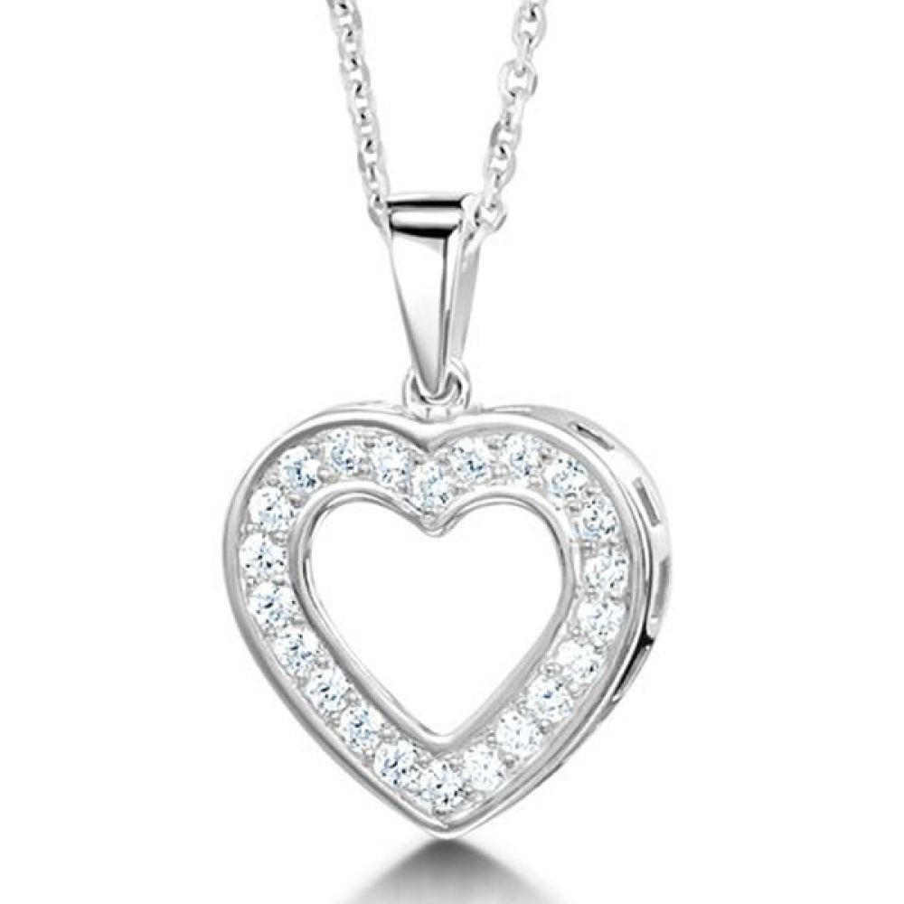 0.25cts Grain Set Heart Shaped Diamond Pendant