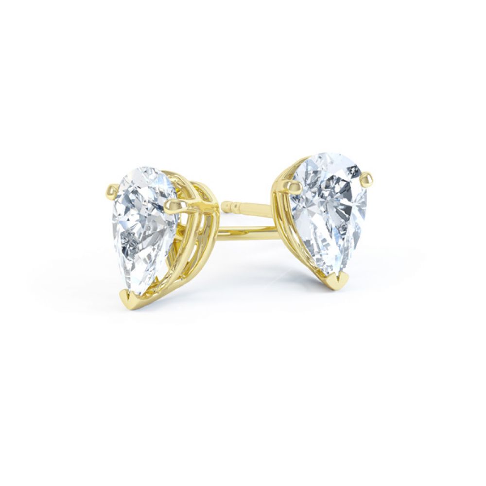 Pear Shaped Diamond Solitaire Earrings In Yellow Gold