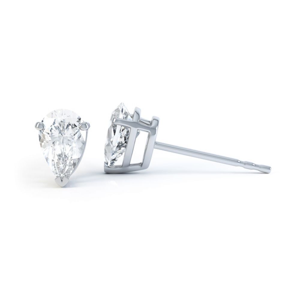 Pear Shaped Diamond Solitaire Earrings Side View