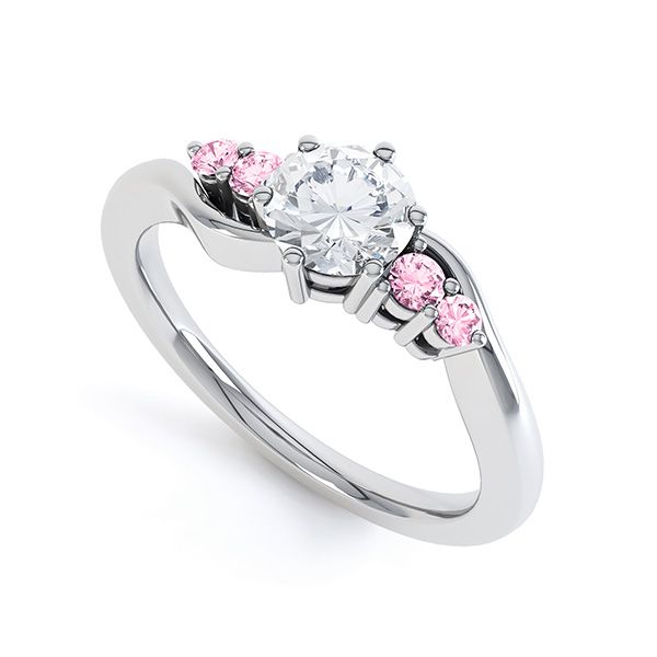 Diamond & Pink Sapphire 5 Stone Engagement Ring Main Image