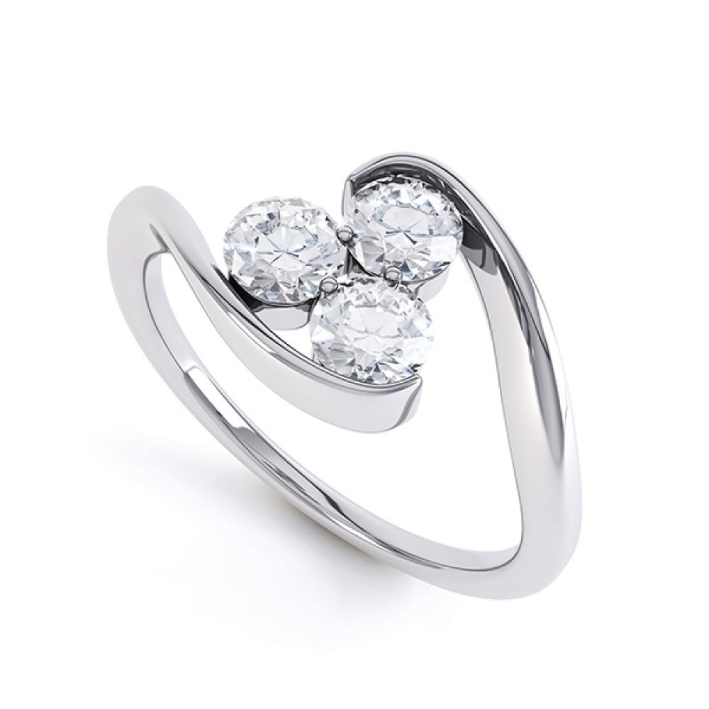 Embracing 3 Stone Diamond Trilogy Ring - Platinum - Perspective