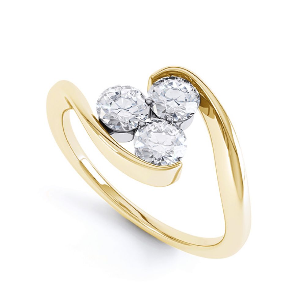 Embracing 3 Stone Diamond Trilogy Ring - Yellow Gold - Perspective